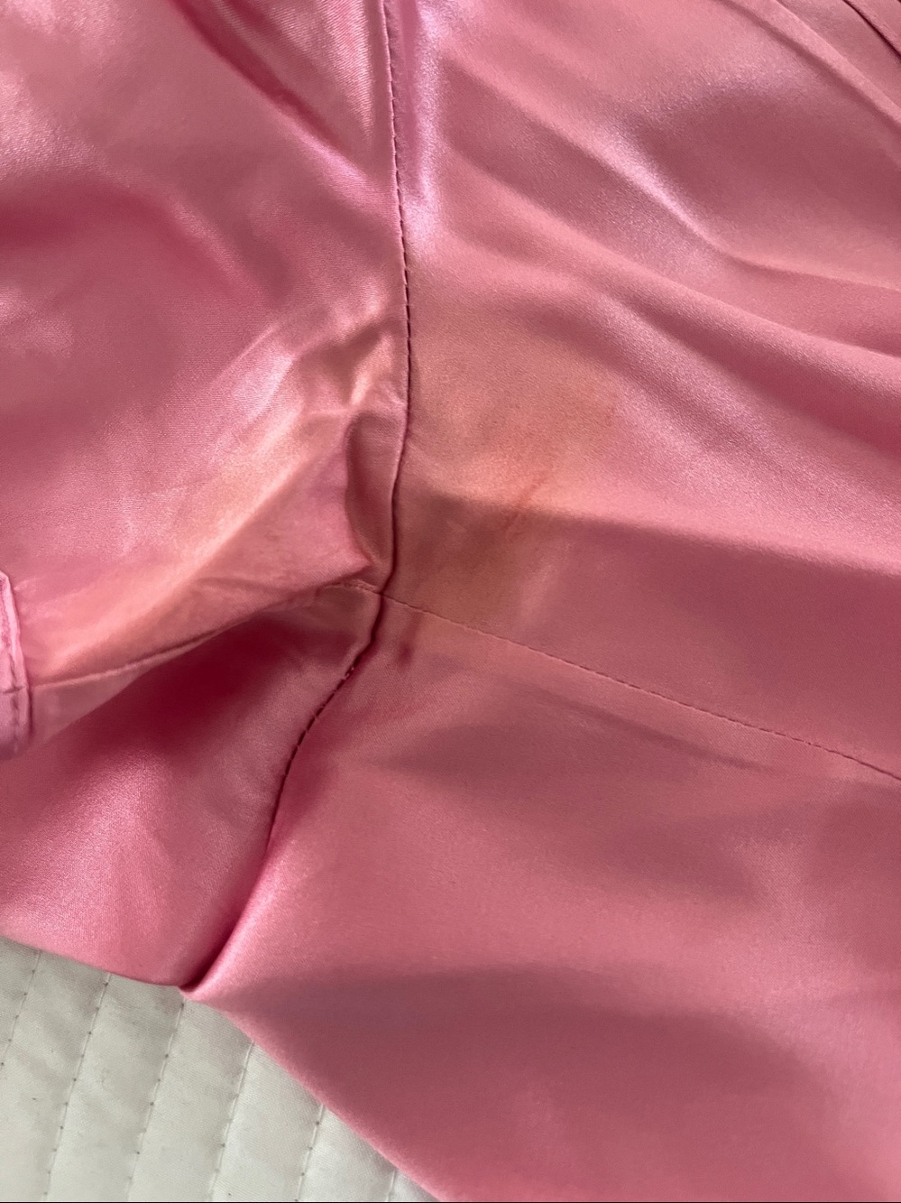 Rena Lange Hammered Silk Button Up Bow Tie Blouse Deep Pink Short Puff Sleeves - Picture 10 of 10